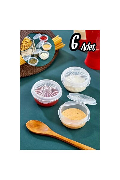pınaxar 6-Piece Transparent Mini Sauce Bowl with Fan-Shaped Lid - Ketchup May...