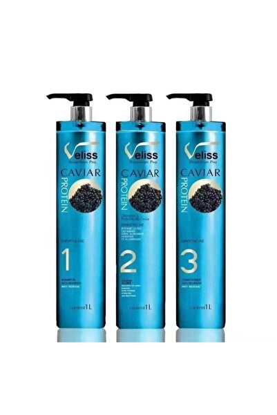 veliss Brazilian Pro Caviar Protein Hair Treatment Set (3 Steps) – Shampoo, C...