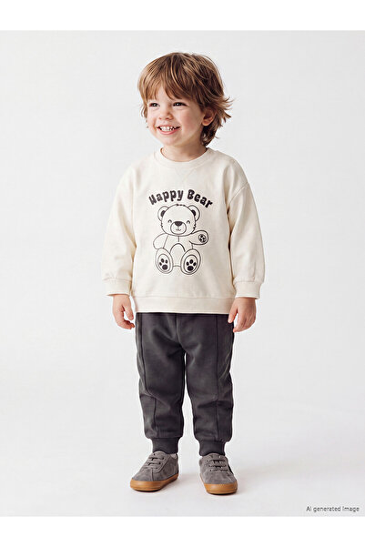 LC Waikiki Lcw Baby Beige Bear Printed Baby Boy Set