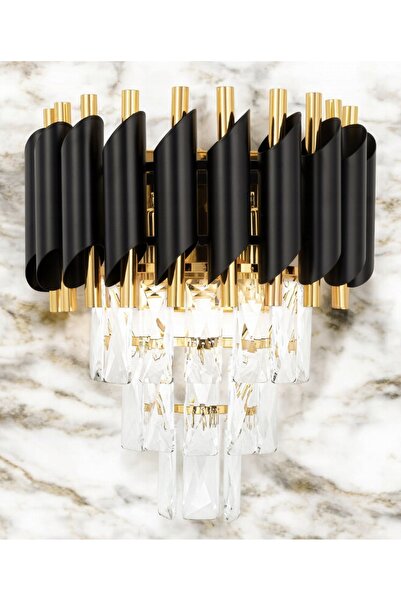 NO BRAND Aplică de perete Kink Light Glamour Crystal Luxury negru auriu ZLA7229