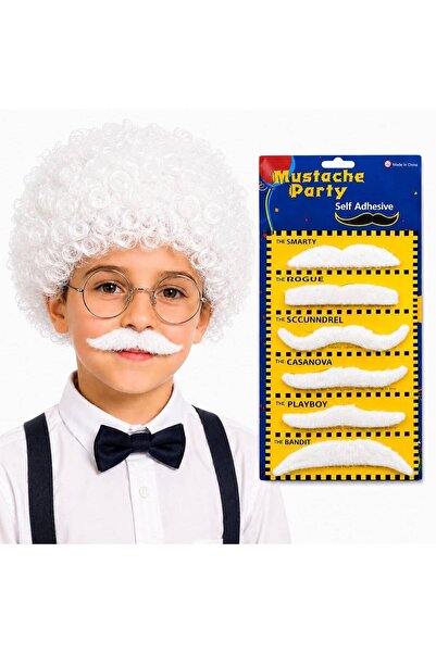 pınaxar Perucă albă Einstein și 6& # Set de 39 de mustăți – Accesoriu pentru ...