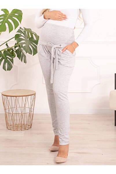 NO BRAND Pantaloni de trening pentru gravide cu fundă decorativă XL
