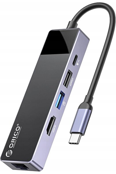 NO BRAND Hub Orico USB-C 5 în 1, LAN, HDMI 4K 30Hz, USB-A 3.0x1, USB-A 2.0x1,...