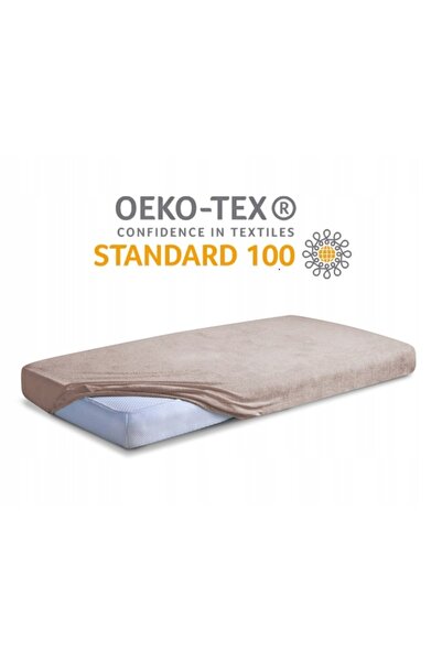 NO BRAND Cearșaf de pat din jerseu de bumbac 180x200x20 cu elastic bej