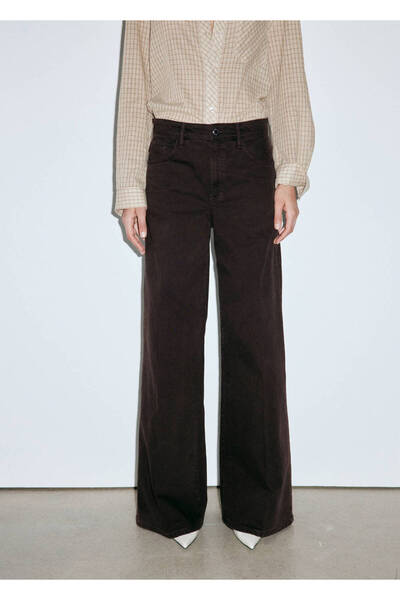 MANGO Woman Yüksek belli wideleg jean pantolon
