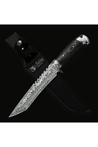NO BRAND Cuțit FINKA de vânătoare DAMAST CRYSTAL TANTO cu toc din stejar mala...