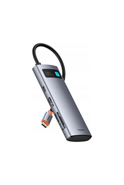 Baseus Adaptor HUB 7 în 1 Metal Gleam USB-C HDMI USB-A USB-C PD SD microSD - gri