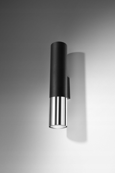 NO BRAND Aplică de perete LOOPEZ negru/crom, 2xGU10, 40W, metal, Sollux Lighting