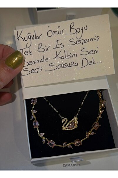 ArtBDesign Pembe Kuğu Kolye ve Lale Bileklik