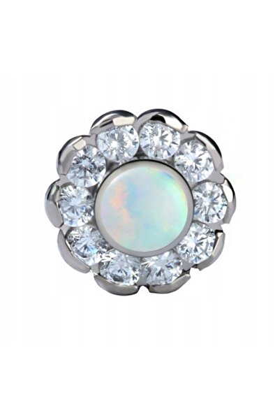 NO BRAND Piuliță de titan - floare - zirconiu opal - 1,2/7