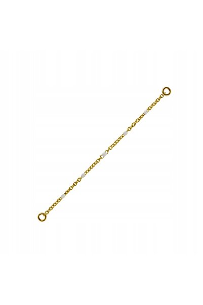 NO BRAND Lanț cu mărgele albe, aur 24K GOLD PVD, 50 mm