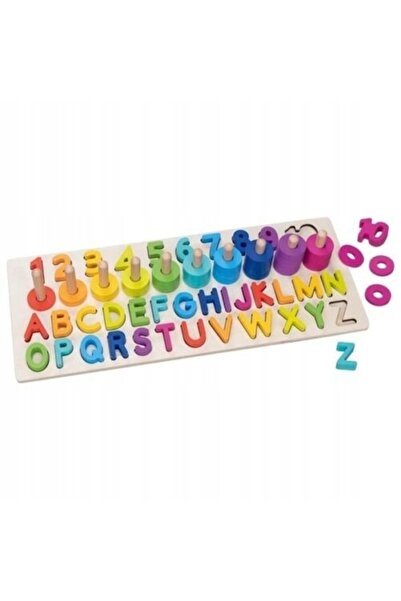Goki Puzzle din lemn Litere și Numere, jucărie educativă distractivă pentru î...