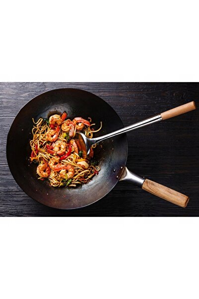 NO BRAND Tigaie wok chinezească din oțel forjat 16 " 40 cm + inel suport wok