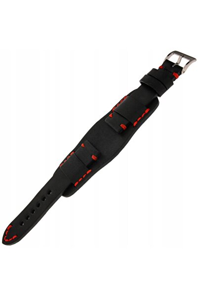 NO BRAND TEKLA VK12 - 20mm - NEGRU - Curea de ceas din piele - Fabricată manu...