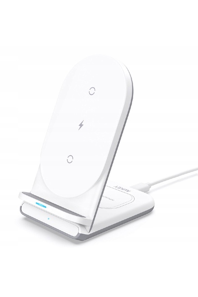 NO BRAND AUKEY LC-A2 Alb încărcător wireless 2 în 1 Qi 10W USB-C