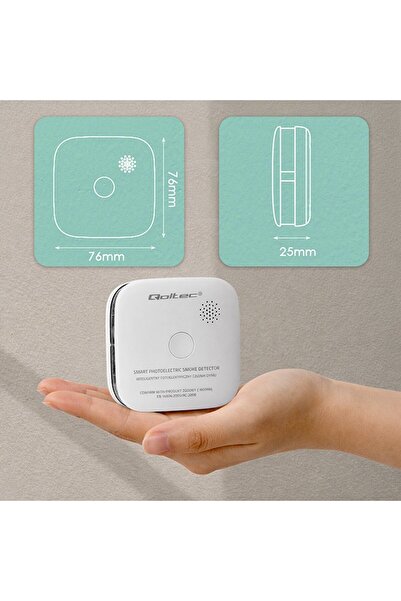 Qoltec Detector de fum fără fir cu baterie |   alarma 85dB |   LED