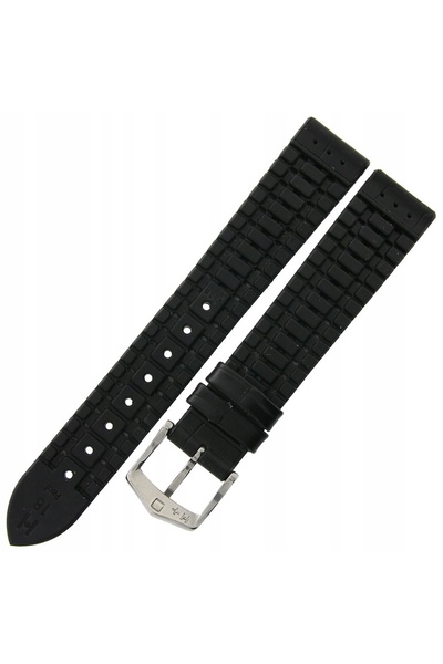 NO BRAND HIRSCH Paul L - NEGRU/Negru - 18mm - Curea de ceas din piele și cauciuc