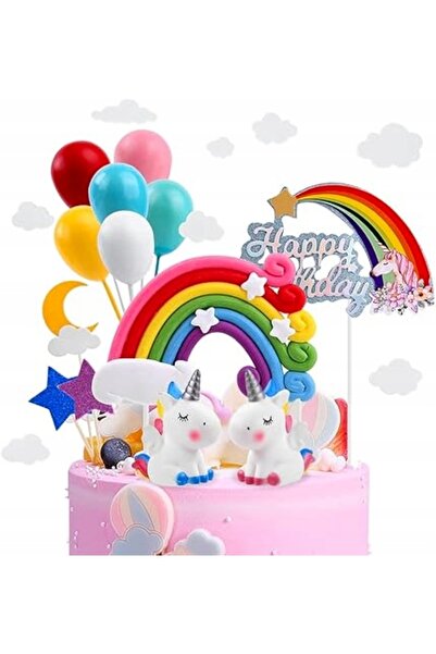 NO BRAND Decorare Tort Unicorn Curcubeu pentru Ziua de Naștere a Copiilor Dec...