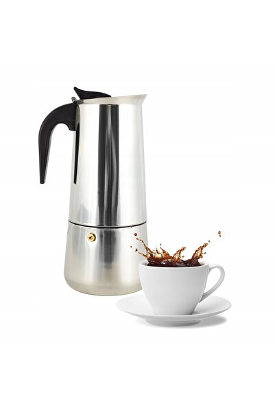 NO BRAND Cafetieră metalică, 450ml, oțel, 9 căni