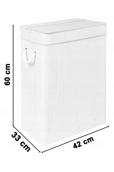 NO BRAND Coș de rufe din bambus cu capac SOREN 80L alb