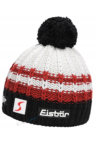 NO BRAND Căciulă de iarnă Eisbar Kova Pompon - multicoloră / roșie / albă