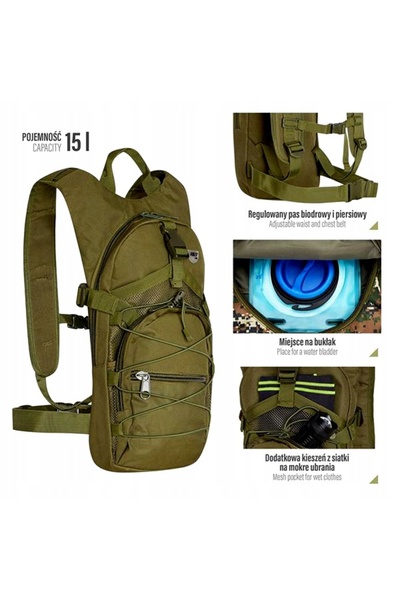 NO BRAND Rucsac tactic militar rezistent NILS, verde, 15 L, pentru supraviețu...