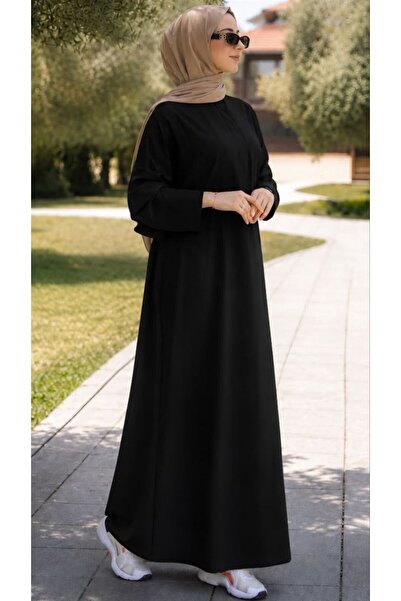 Siyah Yarasa Kol Elbise 5157