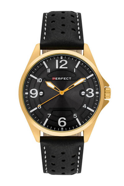 PERFECT CEAS CLASIC AURIT BĂRBĂTESC W120-04 44 mm CU BRĂȚARĂ PERFORATĂ