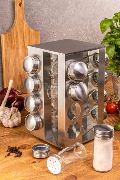 EDENBERG Set de recipiente pentru condimente, suport rotativ pentru condiment...