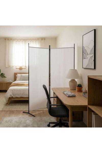 vidaxl Paravan cu 2 panouri, Alb, 175 x 180 cm, Textil