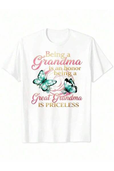 k222 تي شيرت بطباعة "Being A Great Grandma Is Priceless"، قميص كاجوال بأكمام ...