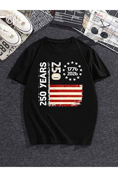 26LIK Men's 250th Anniversary Commemorative Vintage American Flag Print T-Shi...