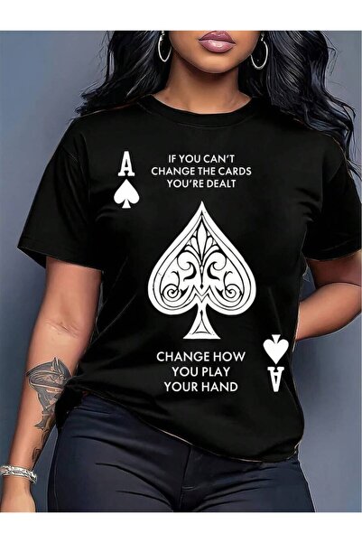 29CUN Women's Ace Of Spades T-Shirt - Short Sleeve Crew Neck Casual Top With ...