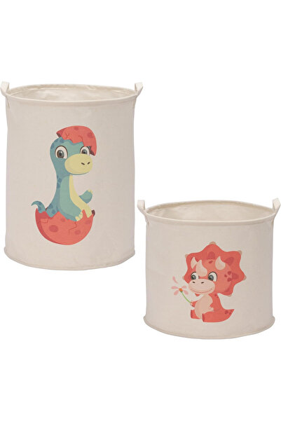 Navaris Set de 2 coșuri de depozitare pentru copii, design cu dinozauri, 50 x...