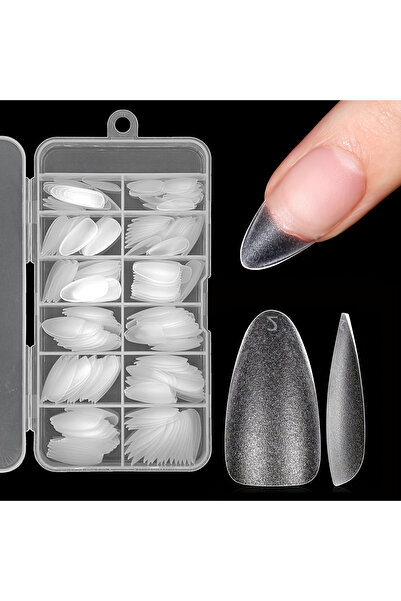 choice2 Almond-M 240pcs Transparent Almond Coffin Nail Tips Medium Short Leng...