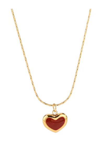 Choice Red A Women's Necklace, a Red Heart-Shaped Delicate and Compact Neckla...