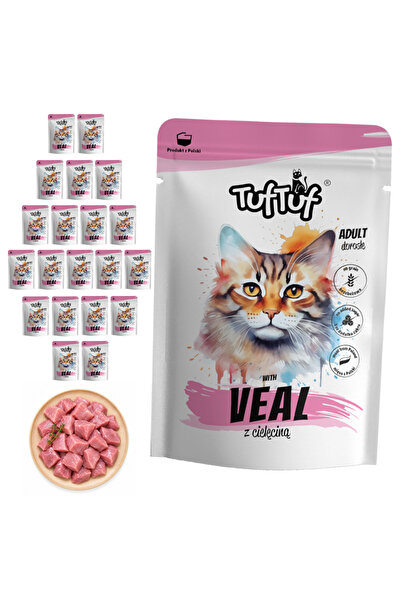 Tuf Tuf TufTuf hrană umedă completă pentru pisici cu vițel, pate, plicuri 20x...