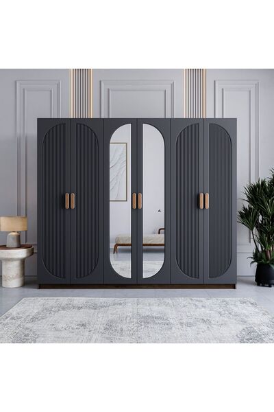 miracool Milen 6 Kapılı Dolap / %100 MDF / Modern Tasarım / 6 Kapaklı Gardırop