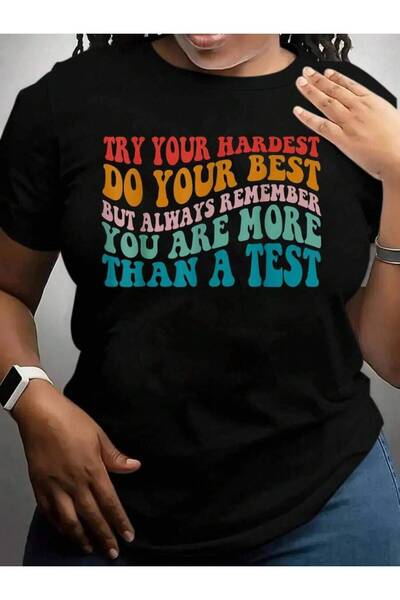 23ERVA Try Hardest Do Your Best Teacher Testing Day Back To School Black Grap...