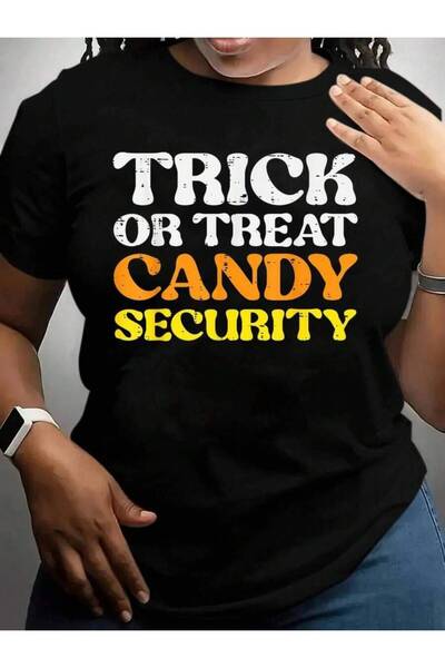 NOURAM Trick Treat Candy Security Costume Men Women Halloween Black Graphic T...
