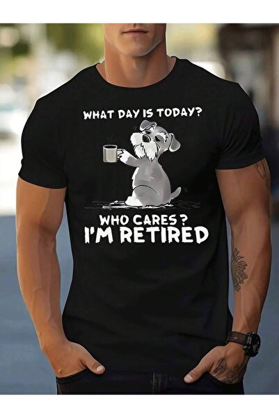 4CR Funny Retirement T-Shirt "What Day Is Today" Quote With Dog Coffee Print,...
