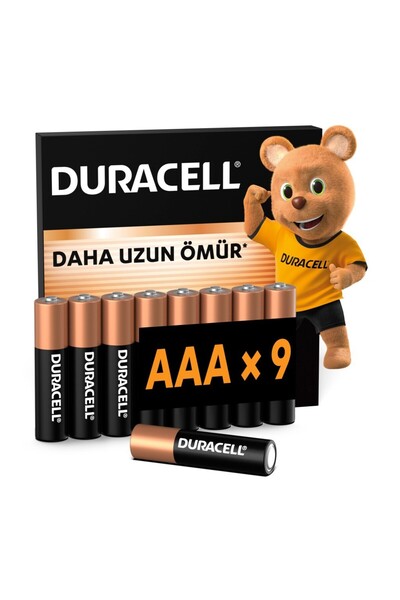 Duracell Kalem Pil Alkalin AAA 9'lu Paket