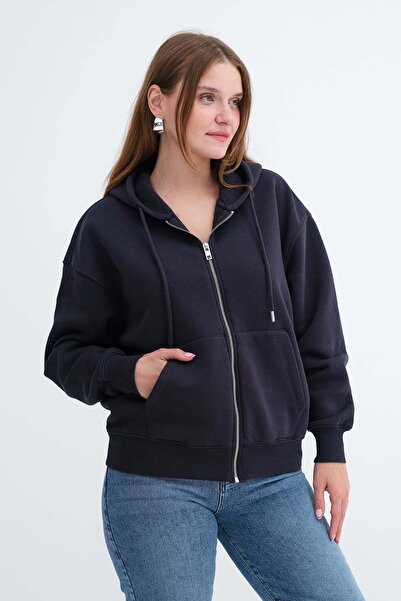 Addax Şardonlu Fermuarlı Sweatshirt H9476-1