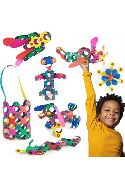 Arabest 42-Piece Rainbow Magnetic Building Tiles, Flexible STEM Toy for Ages 4-8