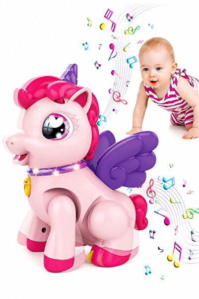 TUENGİ STORE Sevimli Unicorn Oyuncak Müzikli Işıklı Emekleme Arkadaşı Hareket...