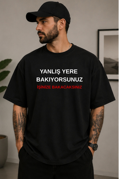 Büşra Çetin Casual Funny Message Printed T-Shirt, 100% Cotton Unisex Oversized Cotton T-Shirt, Crew Neck T-Shirt
