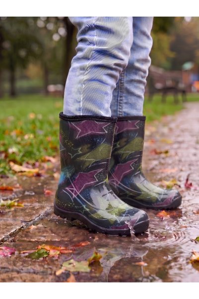 Myrain Thermal Lined Waterproof Girls' Rain Boots with Boots