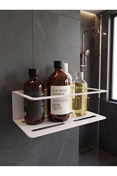 EVA METAL TASARIM Metal Banyo Düzenleyici Tek Katlı Raf Organizer Banyo Rafı Şampuanlık Sabunluk