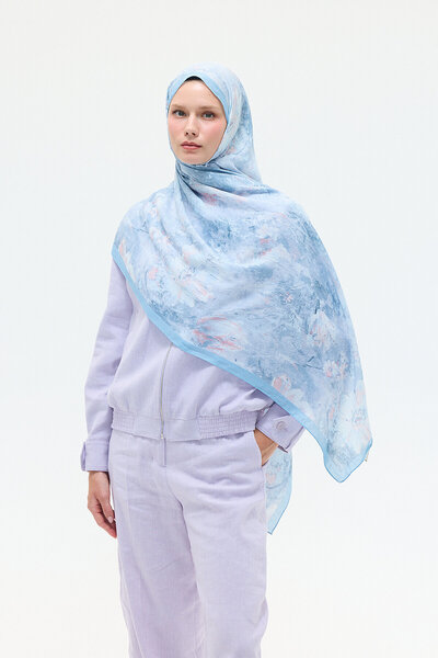 cs camellia scarf Σάλι Amora Kraş - Μπλε