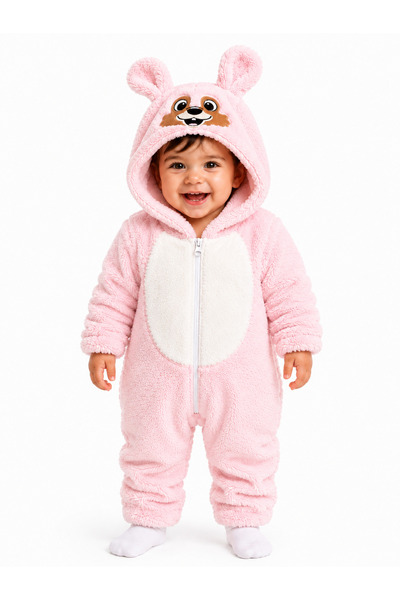 Chicsy Baby Girl Boy Baby Welsoft Plush Jumpsuit Hooded Zippered Winter Baby ...